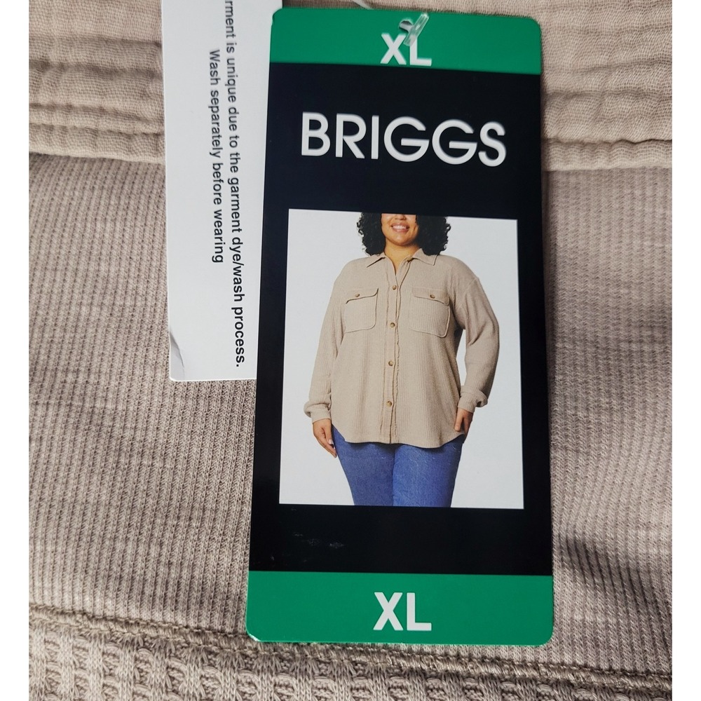 Briggs Tan Waffle Knit Ribbed Shacket Button Up Shirt Jacket XL NEW‎ 1878614